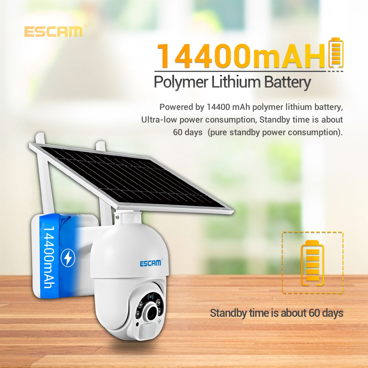 ESCAM QF450 HD 1080P 4G EU Version Solar Powered IP Camera with 64G Memory, Support Two-way Audio & PIR Motion Detection & Night Vision & TF Card. 