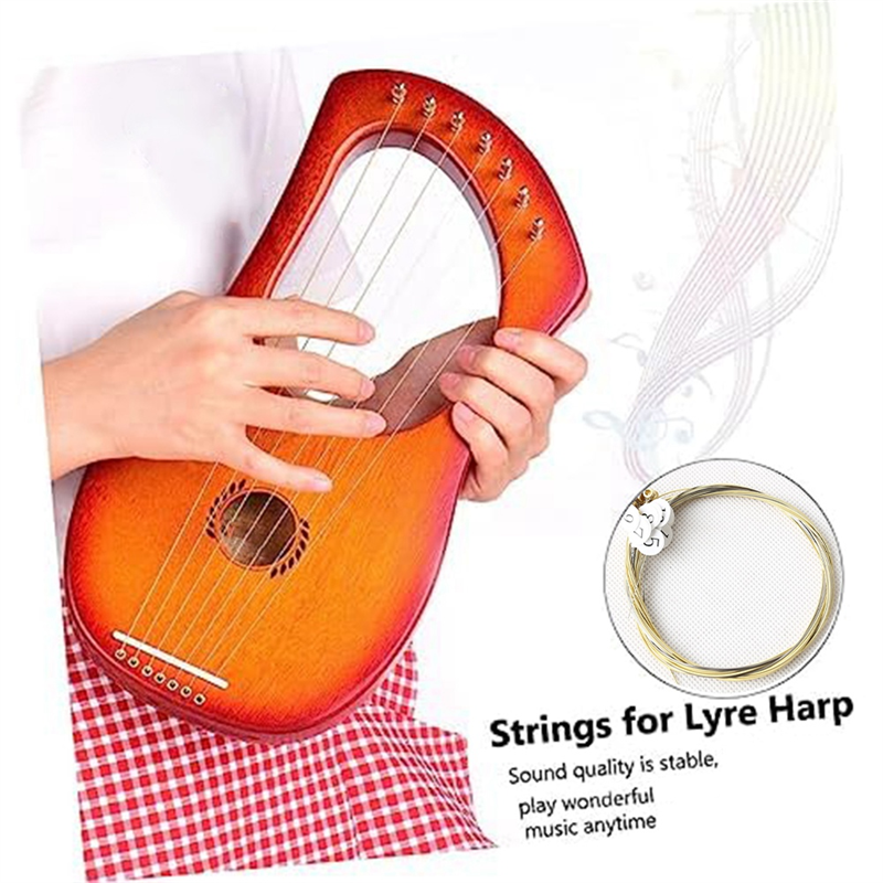A Sets of 16 Lyre Harp Strings Replacement Accessories Metal String for Lyre Harp. 