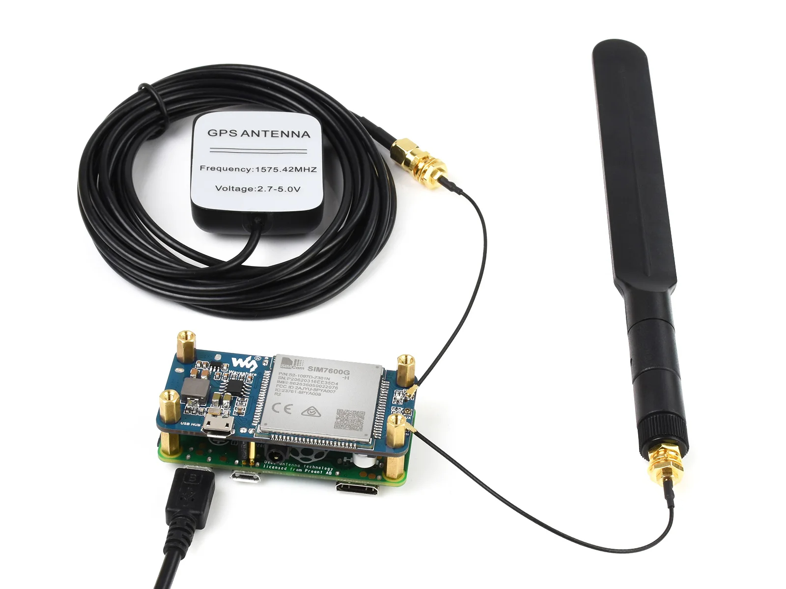 Waveshare SIM7600G-H 4G HAT (B) For Raspberry Pi, LTE Cat-4 4G / 3G / 2G Support,  Positioning, Global Band