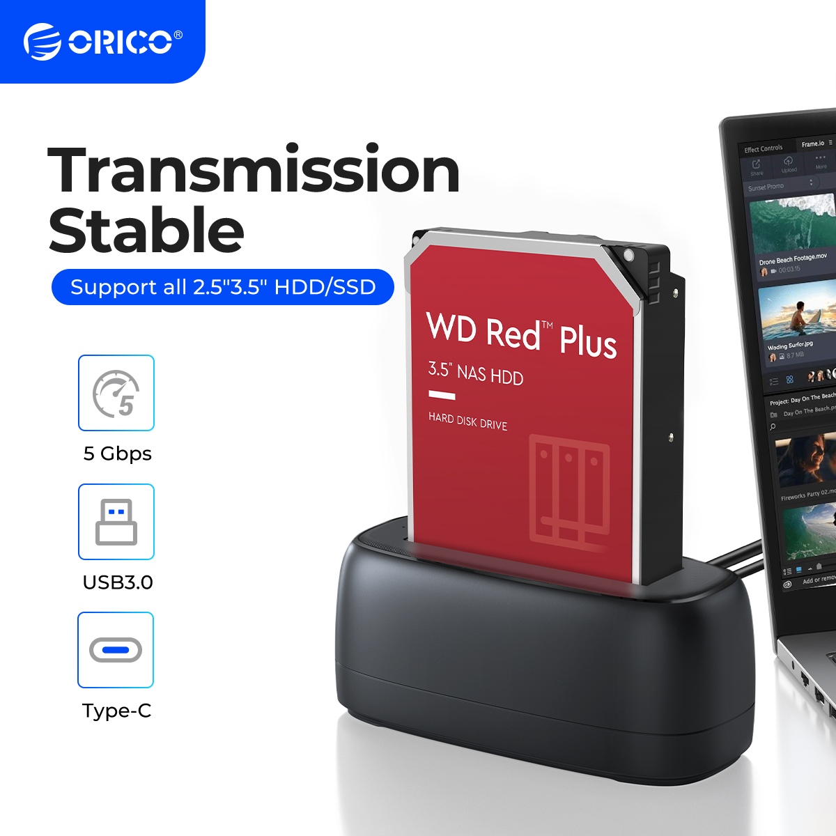 ORICO SATA to USB3.0 Hard Disk Docking Station for 2.5" 3.5" SSD Disk Case 5Gbps Speed HDD Docking Station Hard Drive Enclosure. 