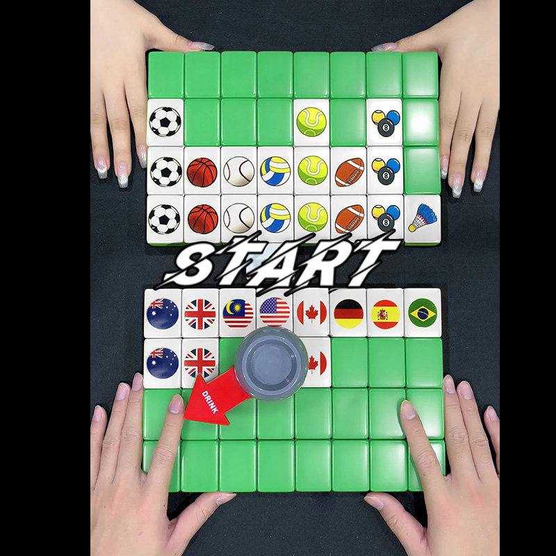 64 Blocks Tiktok Seaside Escape Mahjong Tile Game with Pattern of Flag Ball 1/2 Players Funny Parent Child Party Game Toy Gift ﻿. 
