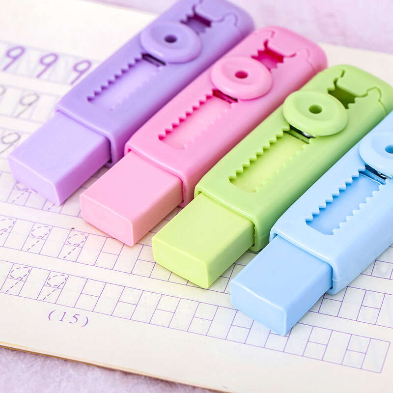 Creative Macaron sliding elementary school students, leaving no marks or debris. Pencil eraser for art and painting. 