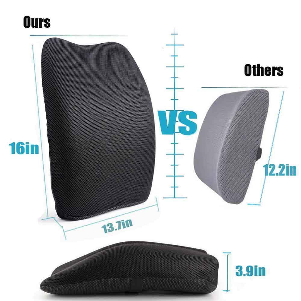 Foam Lumbar Support Back Cushion with 3D Mesh Cover Balanced Firmness Designed for Lower Back Pain Relief- Ideal Back Pillow for Computer/Office Chair, Car Seat, Recliner. 