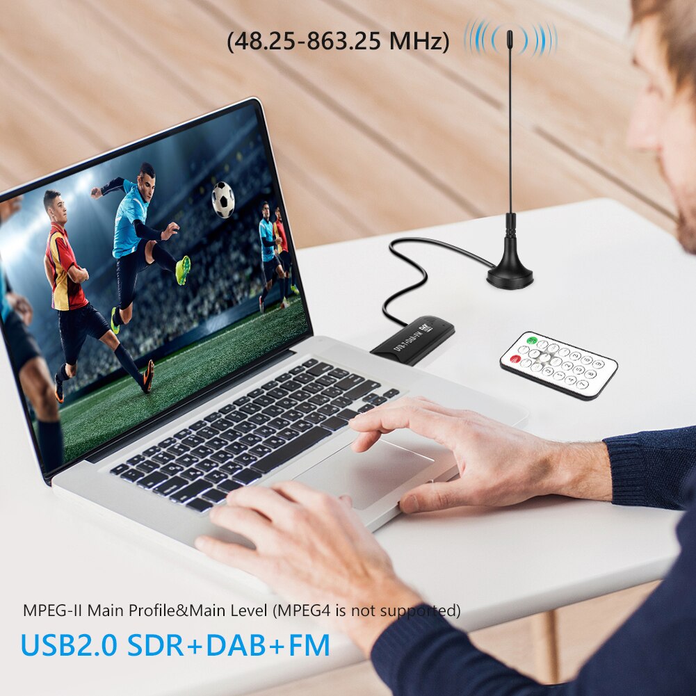 Digital TV Receiver Stick USB 2.0 Digital DVB-T SDR+DAB+FM HDTV TV Tuner Receiver Stick RTL2832U+R820T2 w/Antenna Remote Control. 