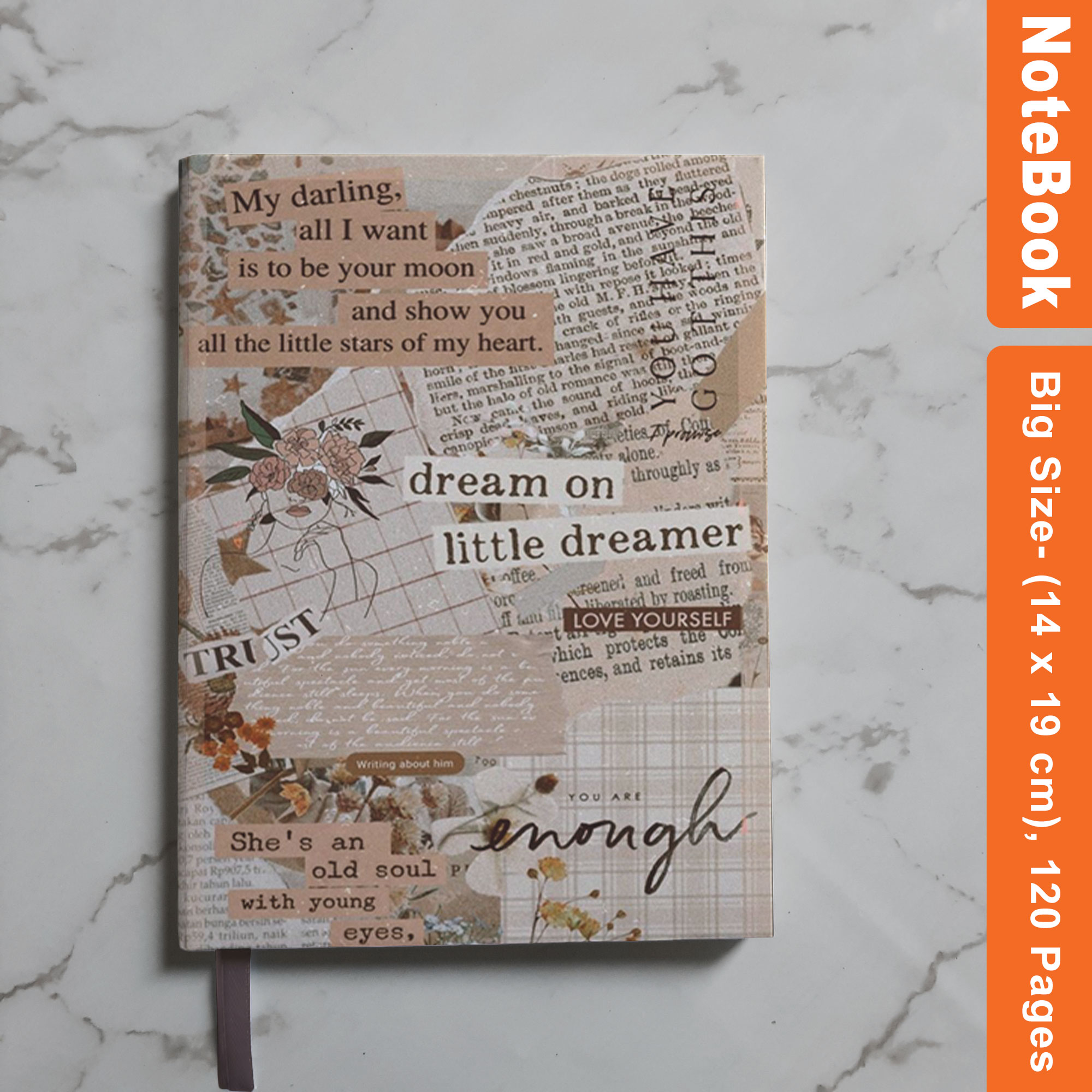 Notebook- Aesthetic Journal Notebook (14 x 19 cm size,120 pages). Notebook for gift/drawing/sketching/journaling