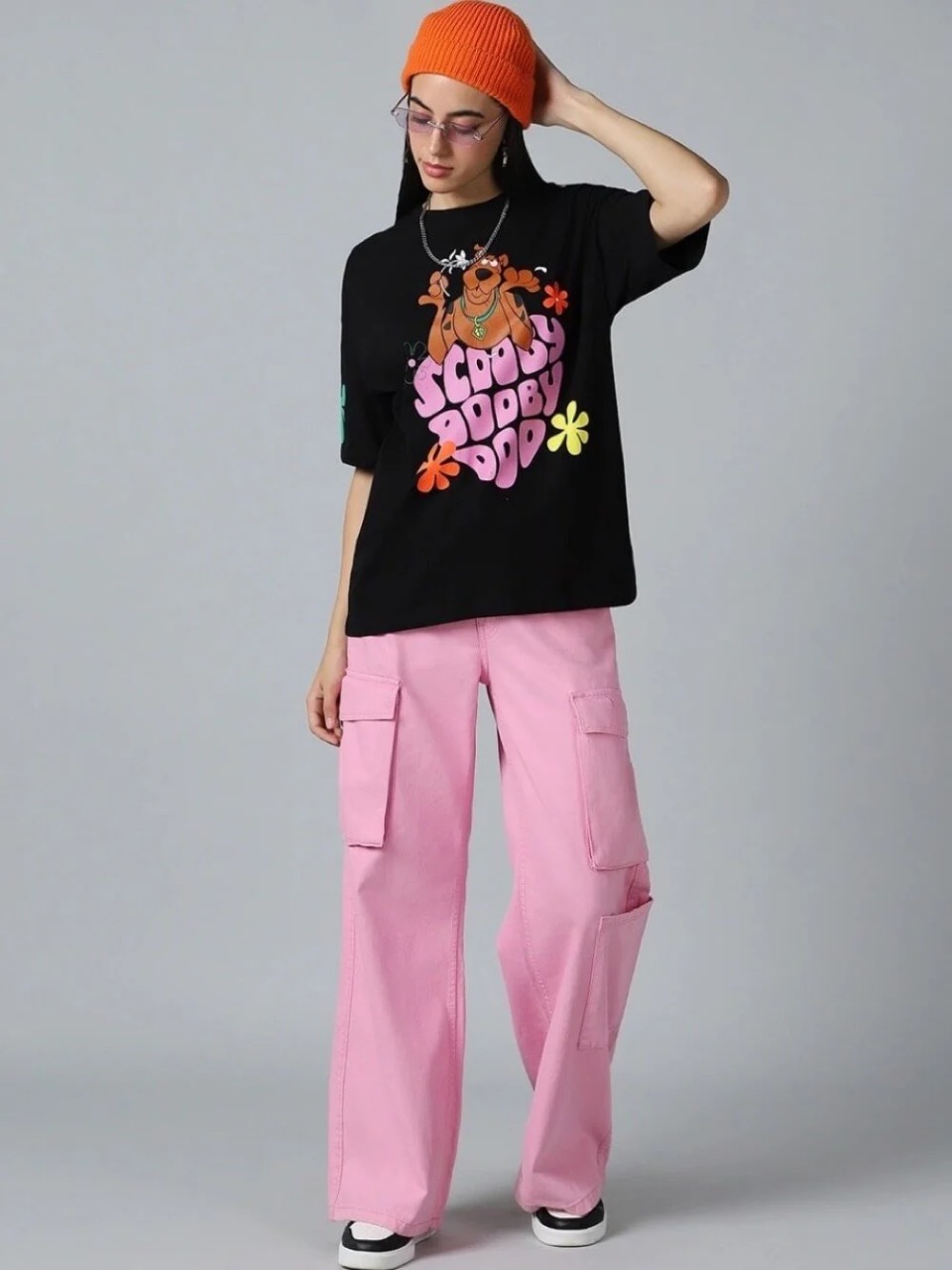 Womens Drop Shoulder Tee Scooby Dooby Doo Dog Printed Cheap Price Premium Quality. 