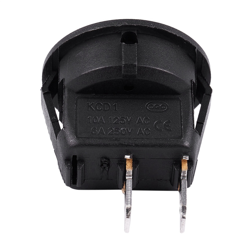 25Pcs SPST Black Button On/Off Round Rocker Switch AC 6A/250V 10A/125V. 