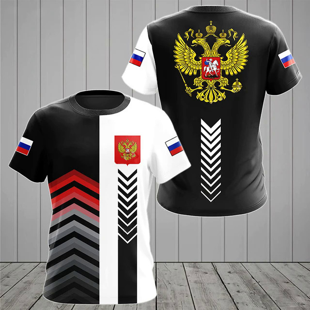 Russia Men's T-shirts Casual Loose Round Neck Russian Flag Short Sleeved Tops Tees Men's Clothing Oversized T-shirt Streetwear Dislikelike. 