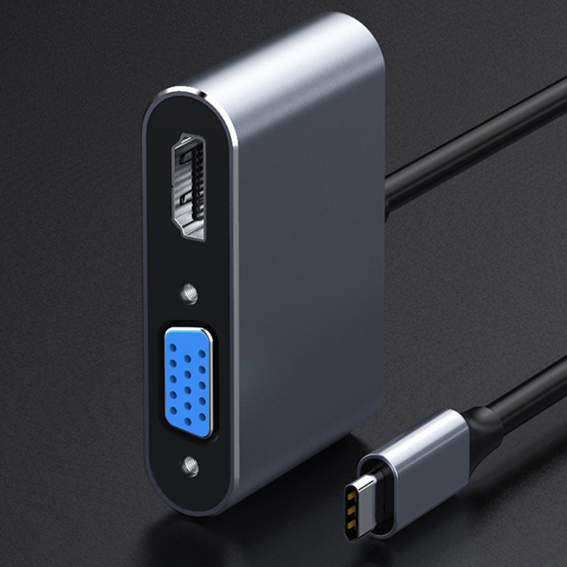 USB C to HDMI VGA Multiport Adapter 4K Type C USB-C HUB Video Projectors Converters Port Adaptor for Macbook Pro. 