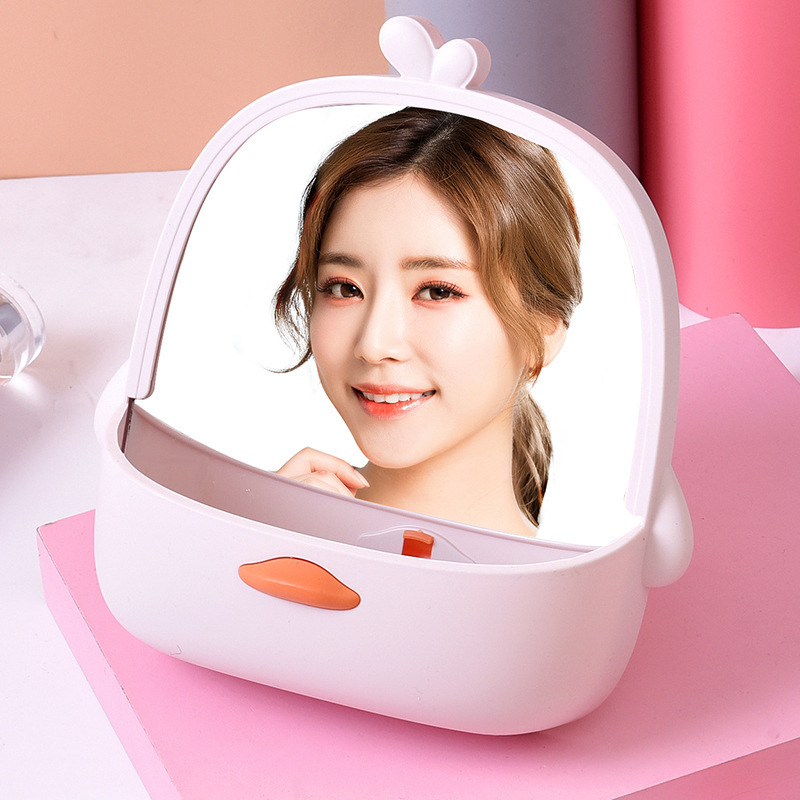 Original cute duck desktop storage box, makeup mirror, home desktop cartoon mirror, children's dormitory, student mirror, vanity mirror
