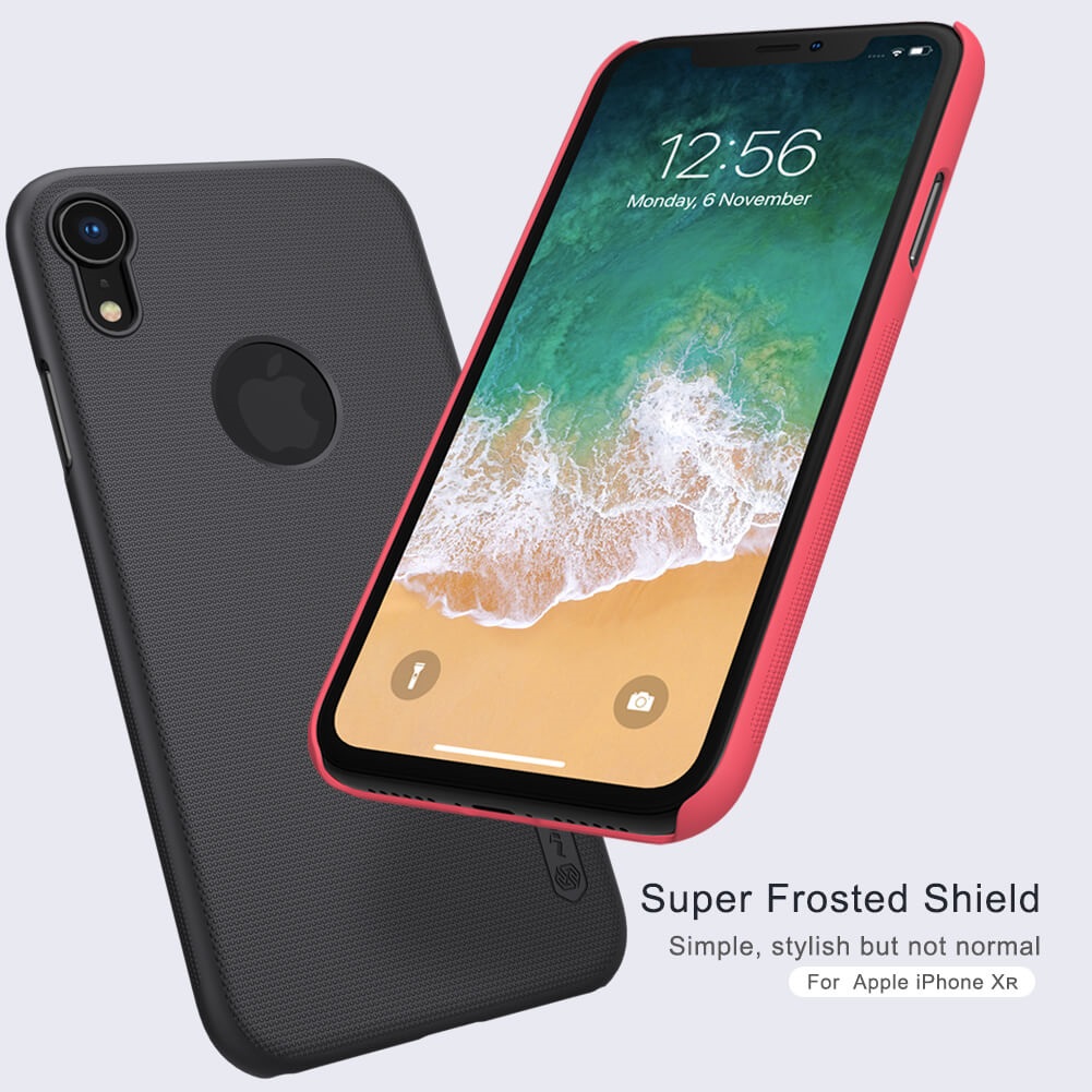 Nillkin ( iPhone XR ) Super Frosted Shield Matte cover case for Apple iPhone XR (with LOGO cutout) - Black. 