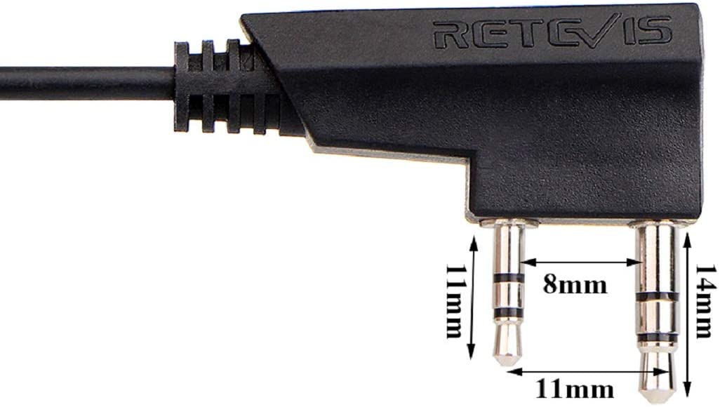 Retevis 2 Pin to 3.5mm Earpiece Adapter Cable for Baofeng BF-888S Arcshell AR-5 BTECH H-777 RT21 RT22 RT27 RT7 H-777S RT28 RT68 RT19 RT18 , 2 Way Radio Headset Adapter. 