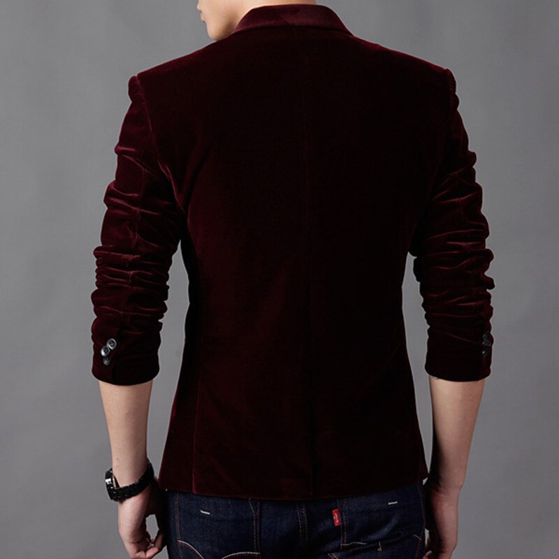 2021 Autum Velvet Wedding Dress Coat Mens Blazer Jacket Fashion Casual Suit JacketStage DJ Men's Business Blazers Costume Homme. 
