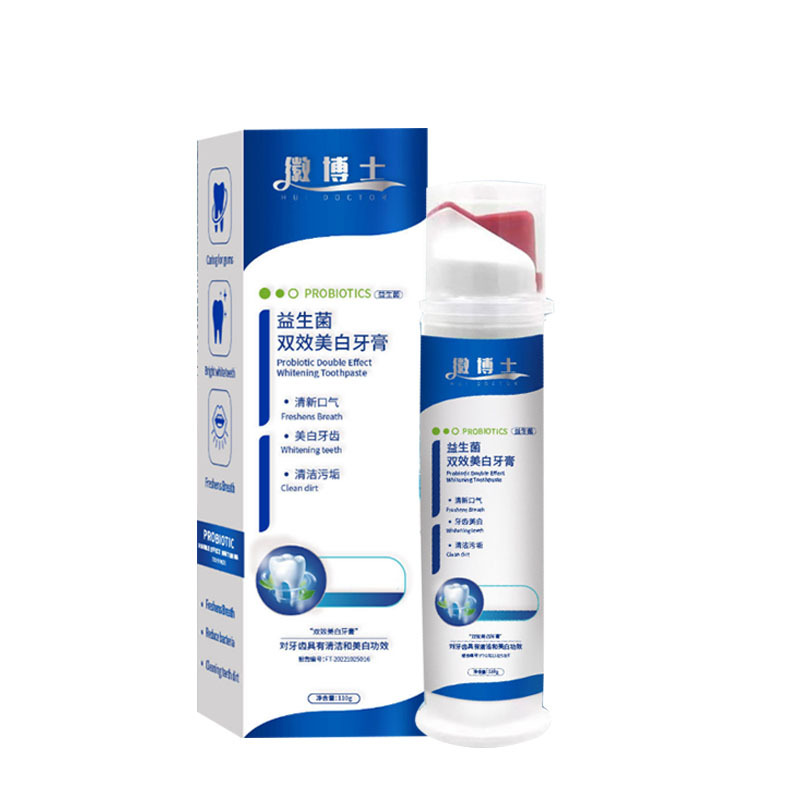 Dr. Hui toothpaste, probiotic double effect whitening toothpaste, fresh breath, whitening teeth, cleaning dirt, double effect whitening