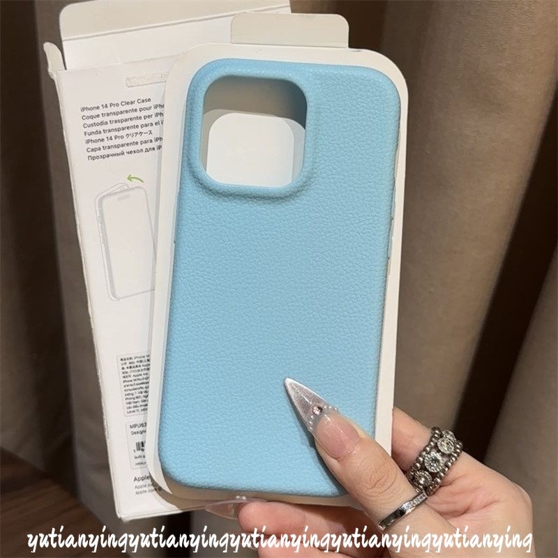 Luxury Lychee Leather Texture Skin Feel Case Compatible for IPhone 15 11 16 13 12 14 Pro Max 15 16 14 Plus 16 Pro 12Pro Max 16Pro 15Pro Trendy Solid Color Simple Maillard Soft Case. 