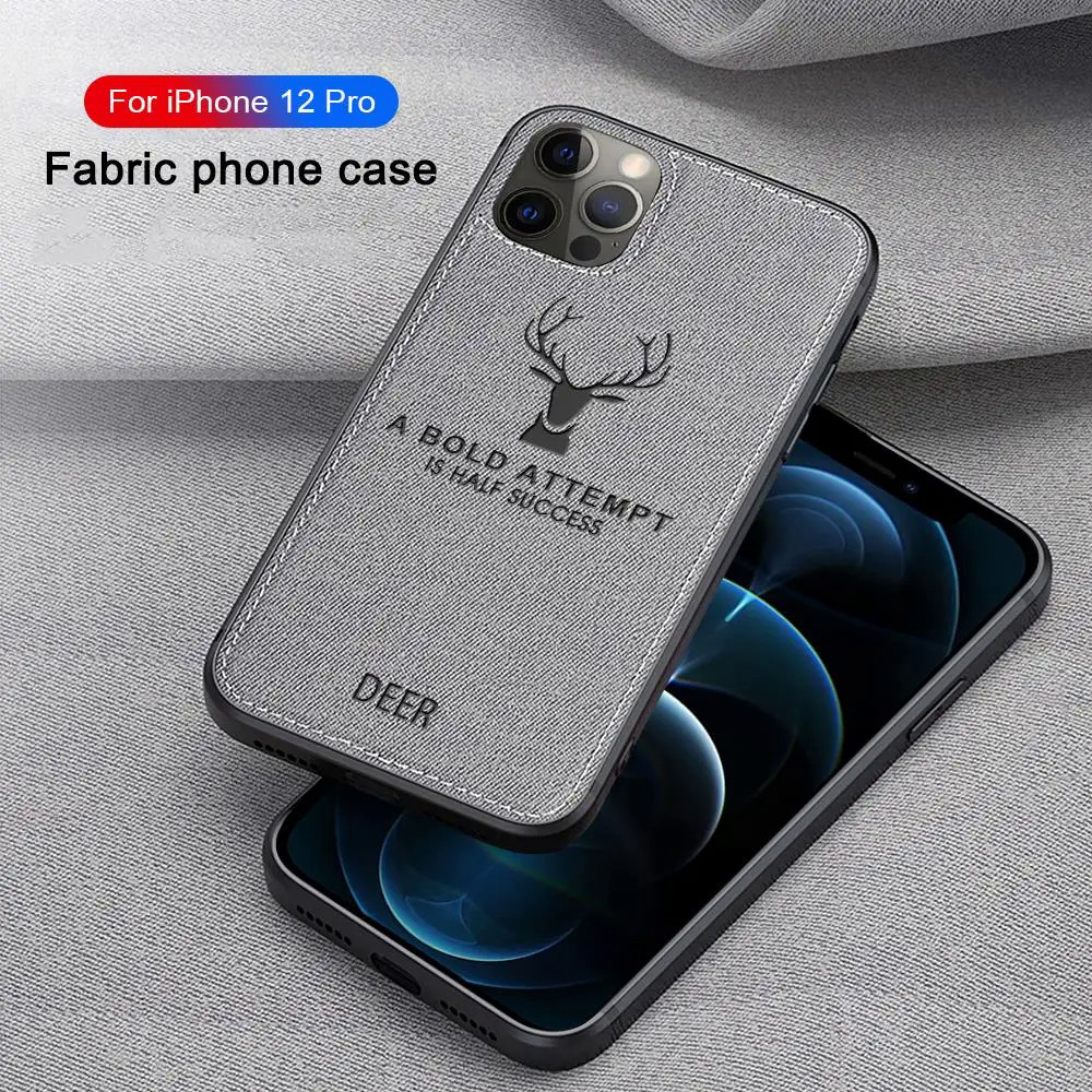 For iPhone 12 11 pro Max elk cloth phone case for iPhone XR 12 pro 11pro XS Max X shockproof Funda for iphone12 pro back cases. 