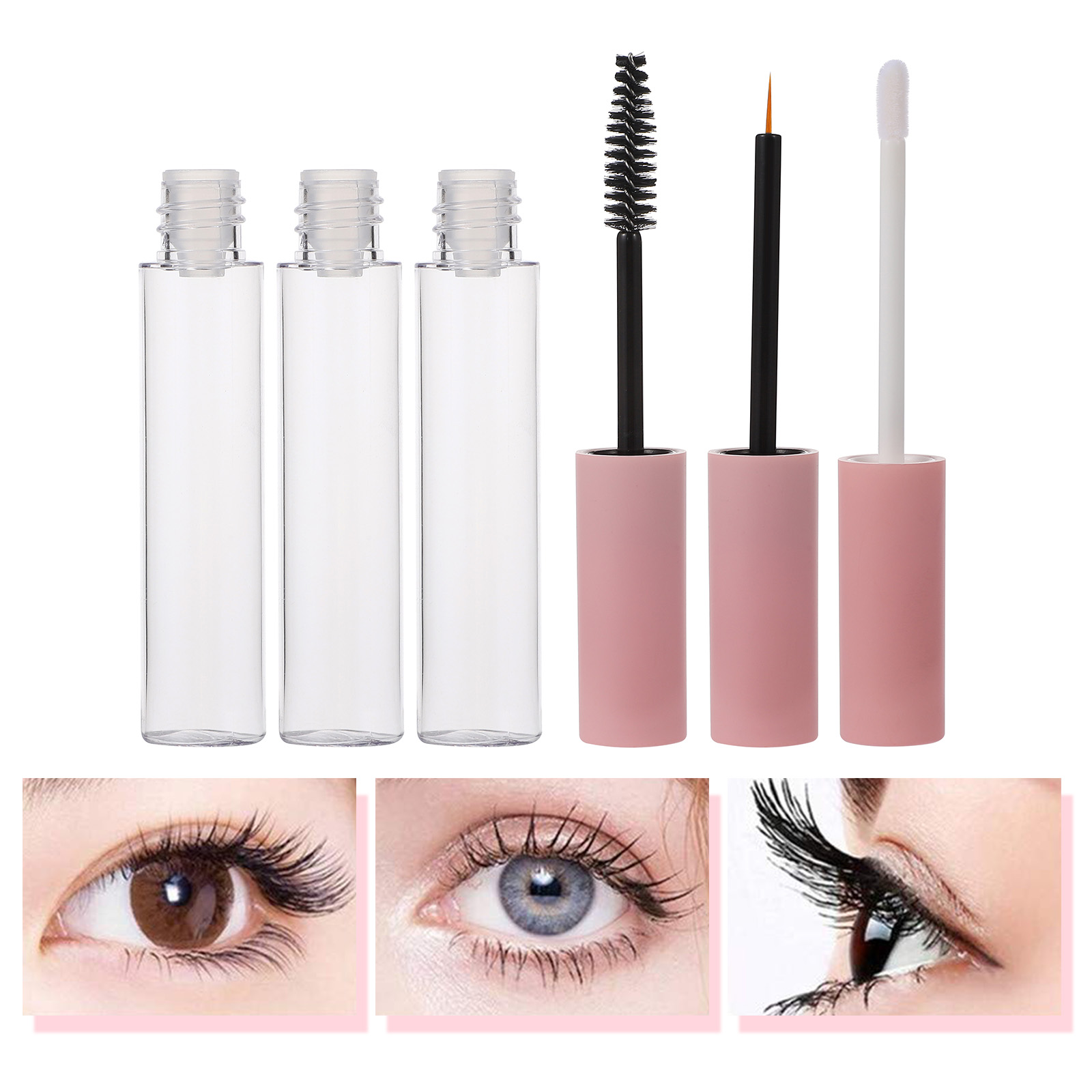 6 Pcs Eyelash Pink Eyelash Tubes Eyeliner Make up Empty Mascara Bottle Dispensers Empty For Castor Oils Empty Bottle Makeup. 