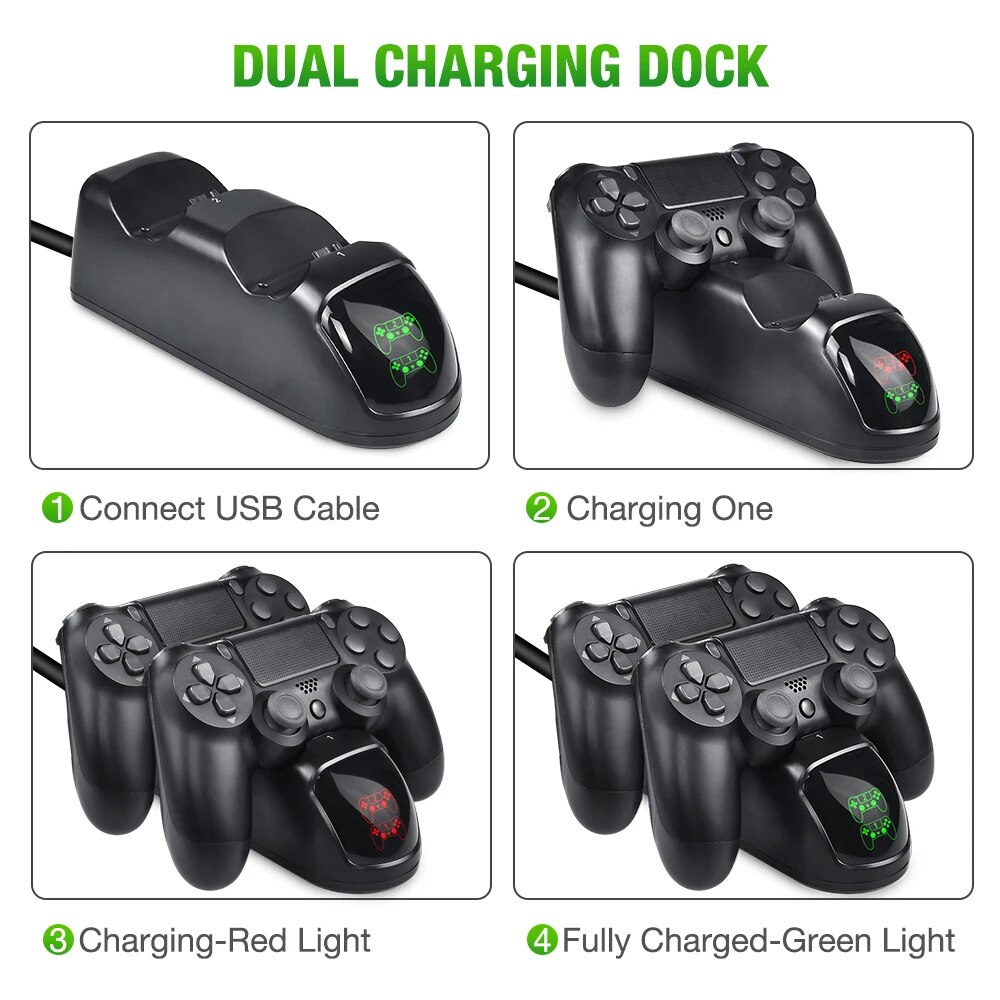 Dual Controller Charger For PS4 Slim Pro USB Fast Charging Dock Station with LED Indicator For Playstation 4 Dualshock 4 Gamepad. 
