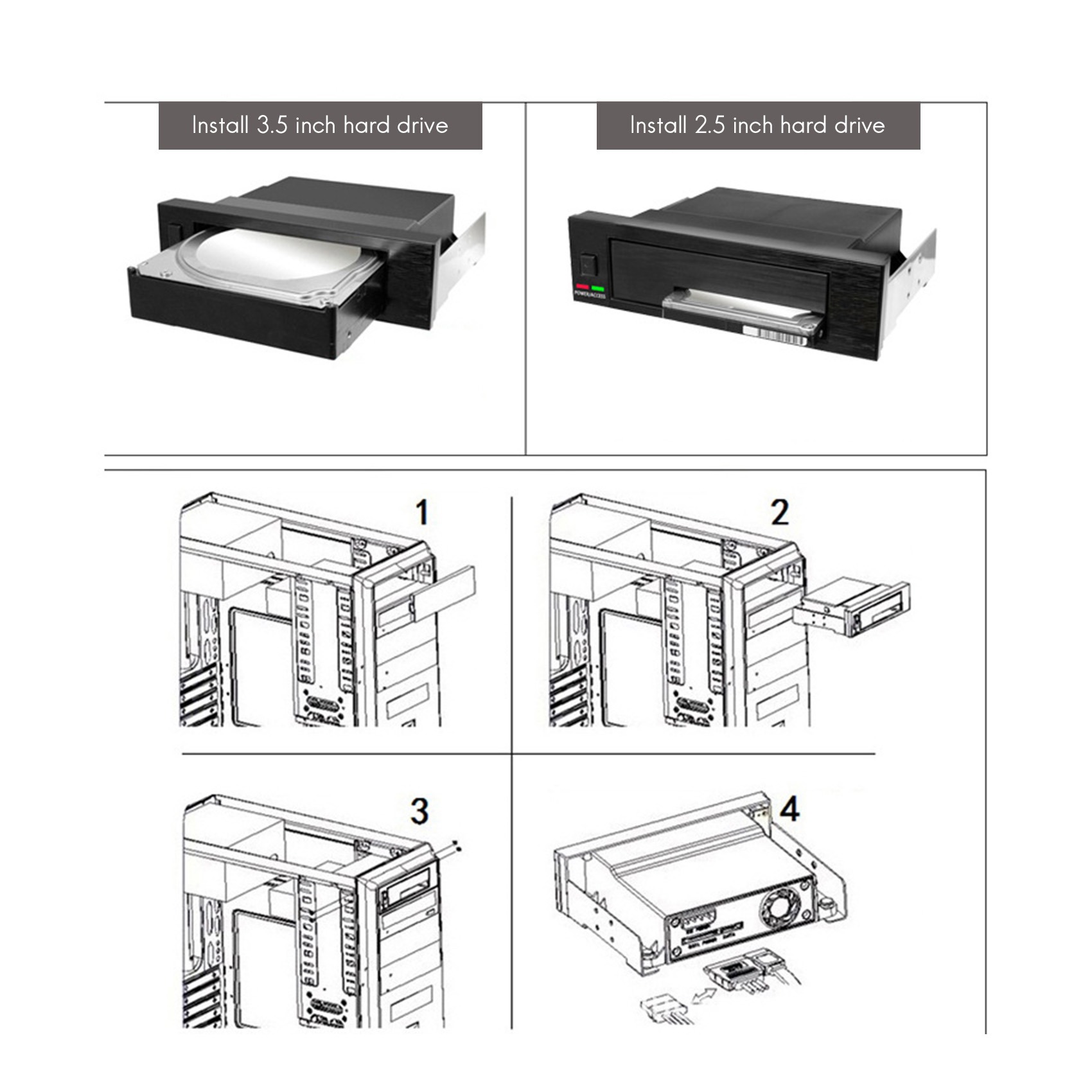 5.25 Inch Internal Tray-Less Bay SATA III Hard Drive Backplane Enclosure Hot Swap Mobile Rack for 2.5/3.5 inch HDD. 