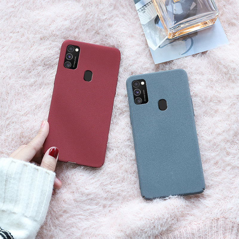 Biruiqu For Samsung Galaxy M21 Shockproof Anti Slip Soft TPU Sandstone Matte Back Case Cover. 