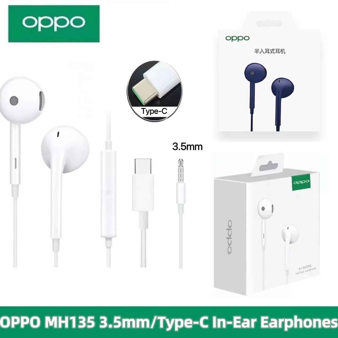 For Original OPPO MH135 Earphone 3.5mm/Type-C In-Ear Earphone Headsets Wired With Mic For OPPO Find X R17 Pro Reno 10 3 3 Pro Smartphone. 