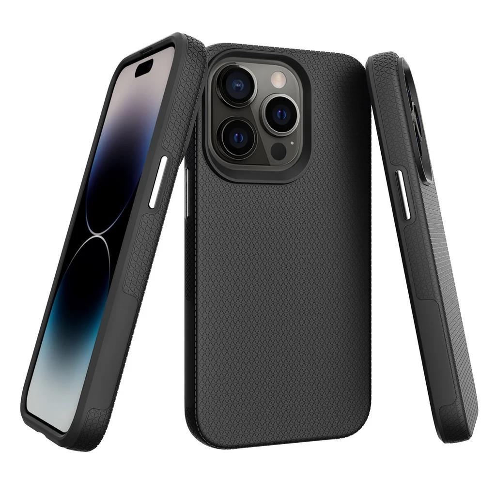 Triangle Texture Shockproof Phone Case For iPhone 15 Pro Max 16relax 14 Plus 13 12 11 7 8 SE 2022 XR XS X Anti-slip Hard Back Cover