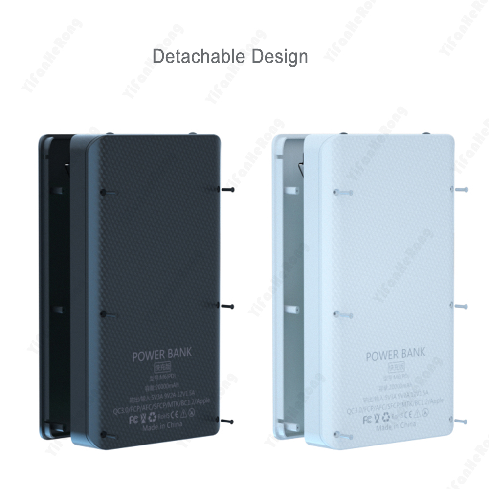6*18650 Batteries Power Bank Case 5V 9V 12V Output Current Mobile Phone Charger DIY Shell Quick Charge 18650 Battery Holder Box. 