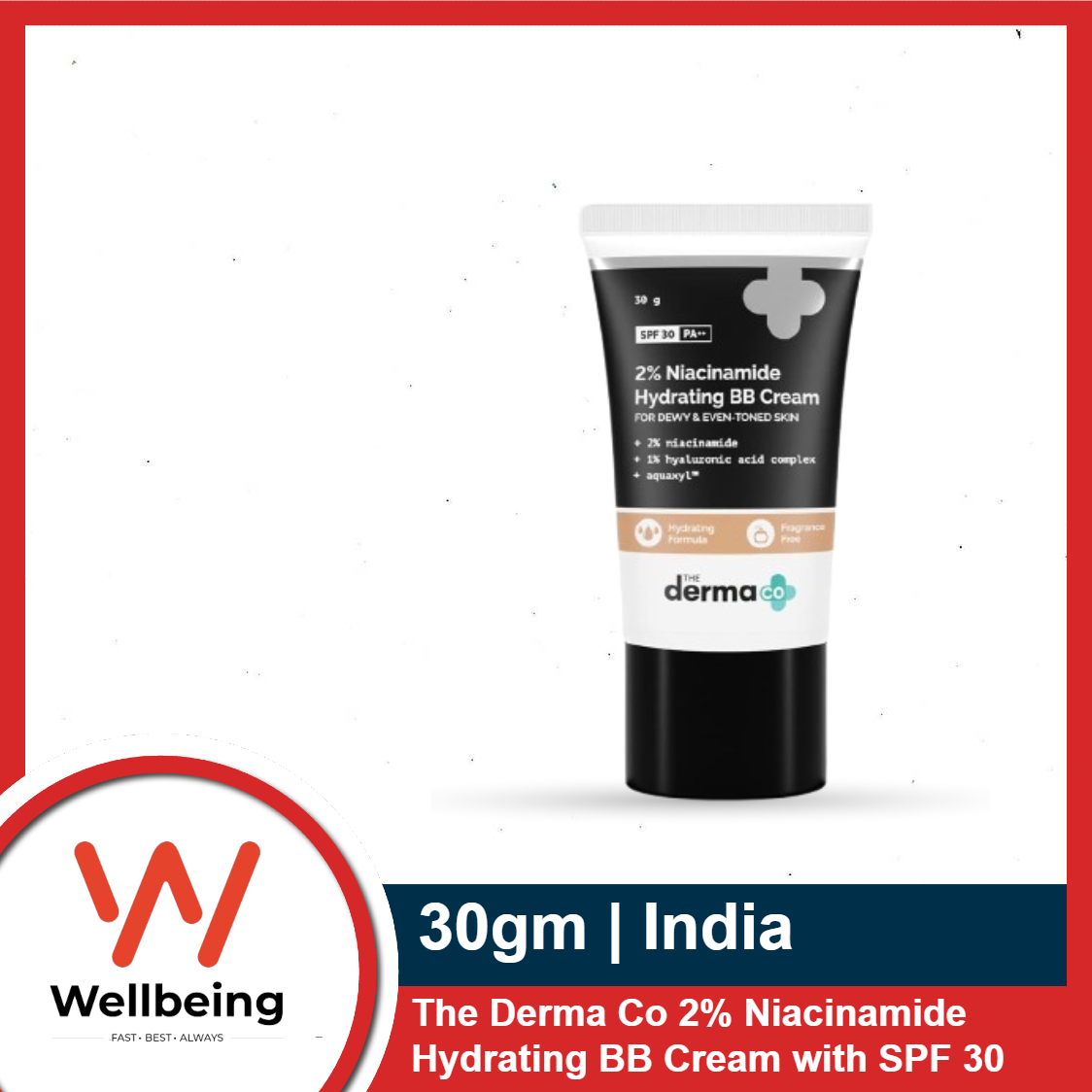 The Derma Co 30gm 2% Niacinamide Hydrating BB Cream with SPF30 | Gives Medium Buildable Coverage & Smooth Finish | Skin Hydration with Sun Protection