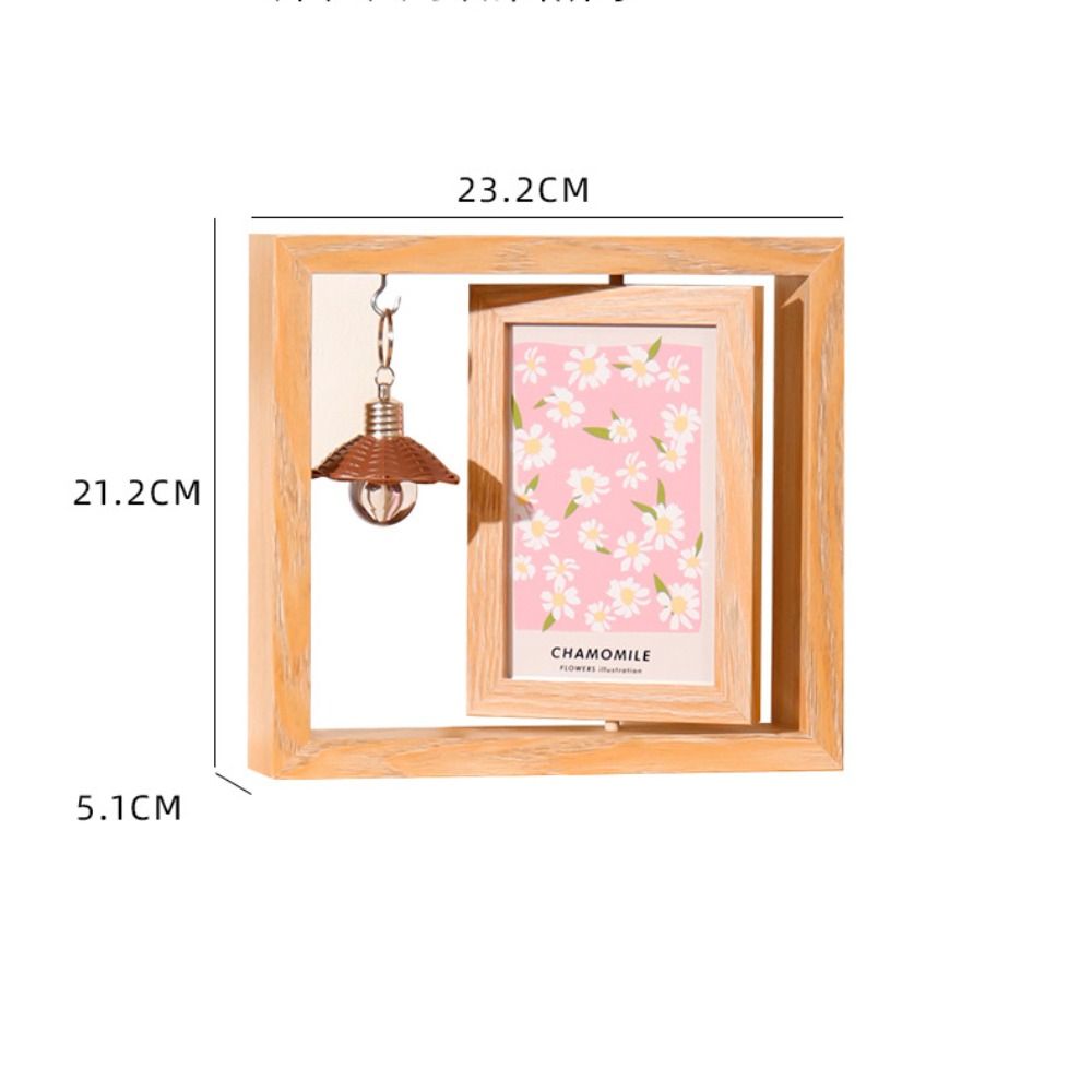 6 Inches Rotating Photo Frame Desktop Decor Double Side Wooden Rotary Picture Frame Creative Table Frame. 