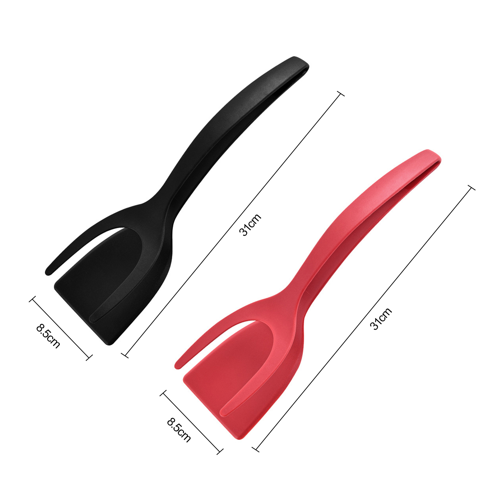 Two-in-one Spatula Tongs 2pcs Silicone Egg Flipper Spatula Tongs for Non-stick Cooking Kitchen Essential for Homes Scratch-resistant Spatula. 