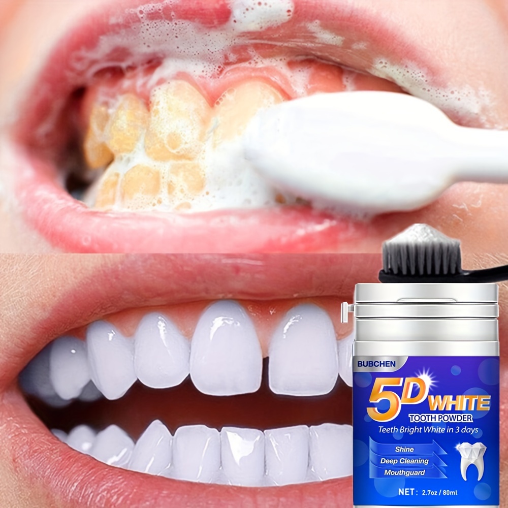 5D White Tooth Powder - Deep Cleaning Formula for Fresh Breath and Oral Hygiene - Gentle, Effective, and Ideal Gift for Women and Men