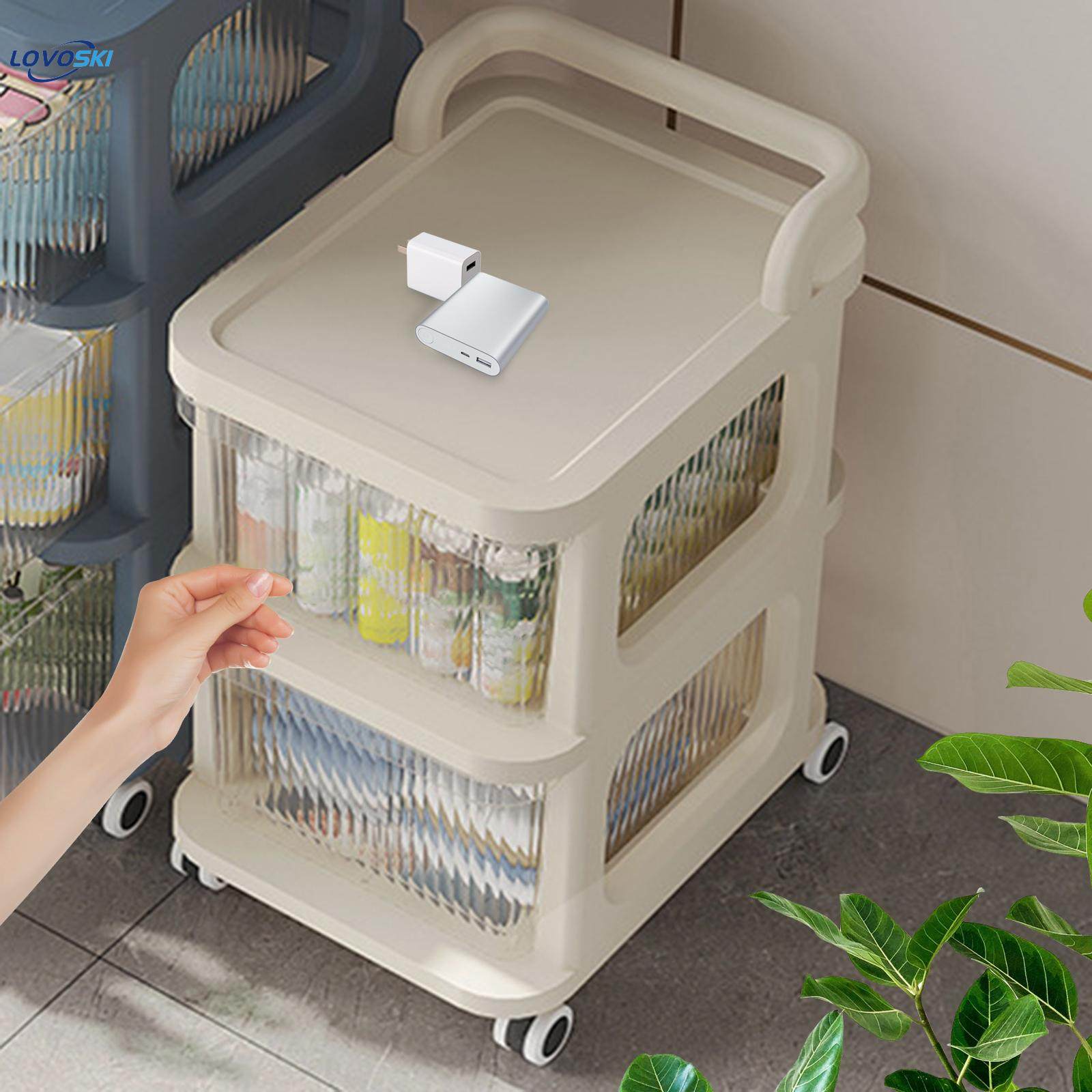 Mobile Rolling Utility Cart Storage Drawer Carts with Brake Wheel Utility Modern 2 Drawers Rolling Wheel Cart for Living Room Buffet Office. 