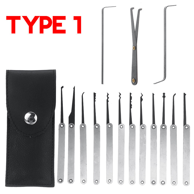 (Training Lock) Lock Picking Set Unlocking Tool Set Locksmith Practice Lock Pick Key Extractor Padlock Lockpick Tool Kits With Carrying Bag For Beginner Professional Kids - Without Lock. 