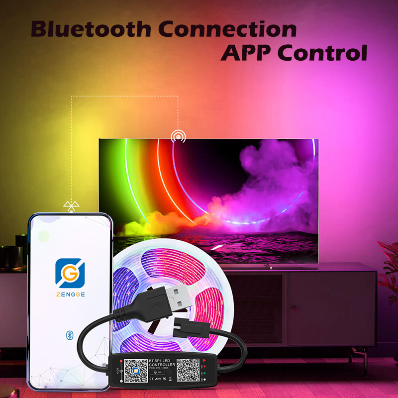 WS2812B Controller Bluetooth Music APP Control for Pixel LED Strip Light SK6812 WS2811 WS2812 Tape Lights USB 5V Remote Control. 