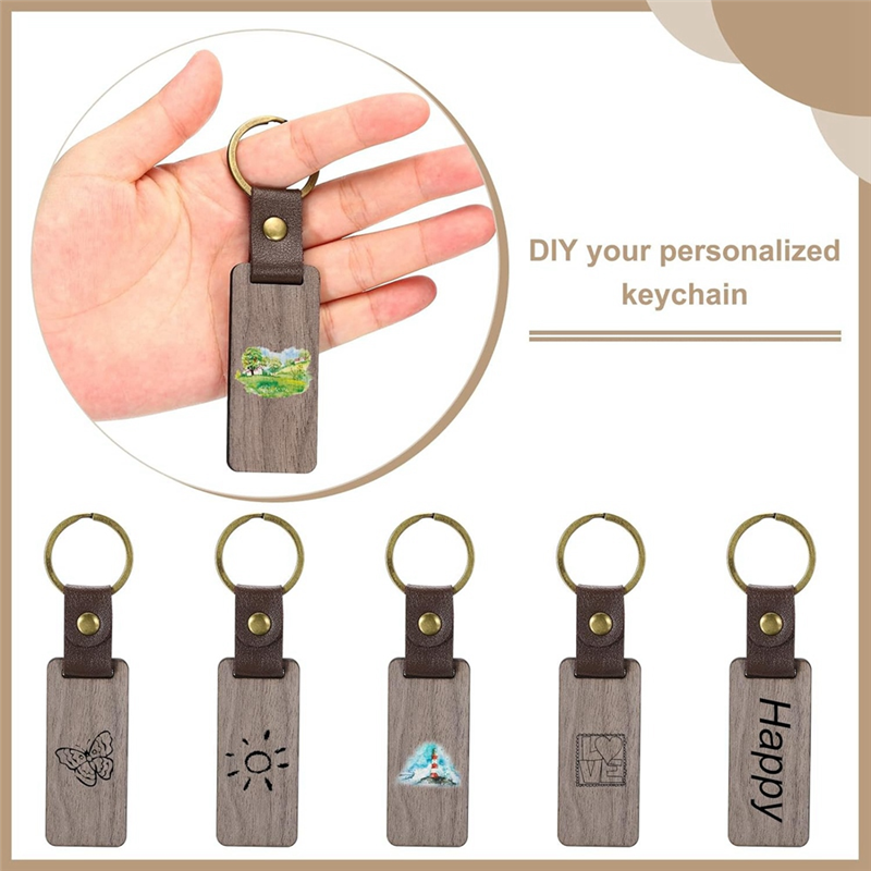 Wood Keychain Blanks Wooden Keychain Blanks Personalized Keychain Tags Small Key Chain Bulk for Laser Engraving. 