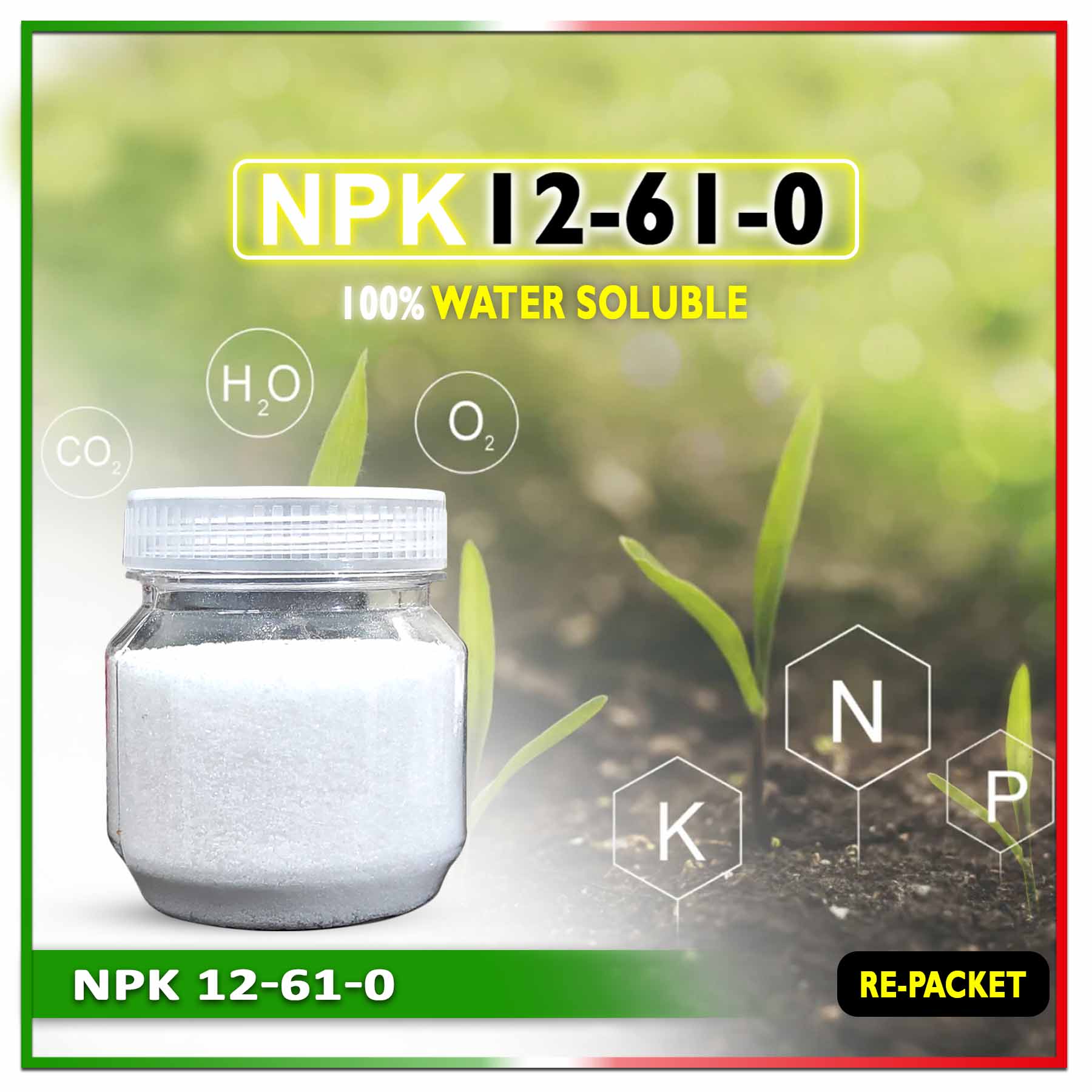 NPK 12-61-0 Fertilizer (Imported) - 100 gm (Re-Packet)