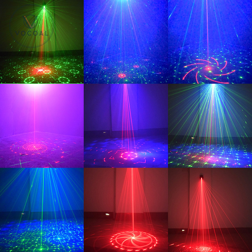 Vocoal Laser Lights Stage Lights Party Lights DJ Disco Sound Activated Strobe Lights RGB Led Laser Projector With Remote Control For Birthday Wedding. 