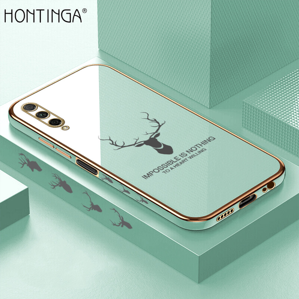 Hontinga for Honor 9X Pro Huawei Y9s Back Cover + Free Lanyard Luxury 6D Plating Cartoon Lucky Side Pattern Case Soft Silicone Square Phone Cases