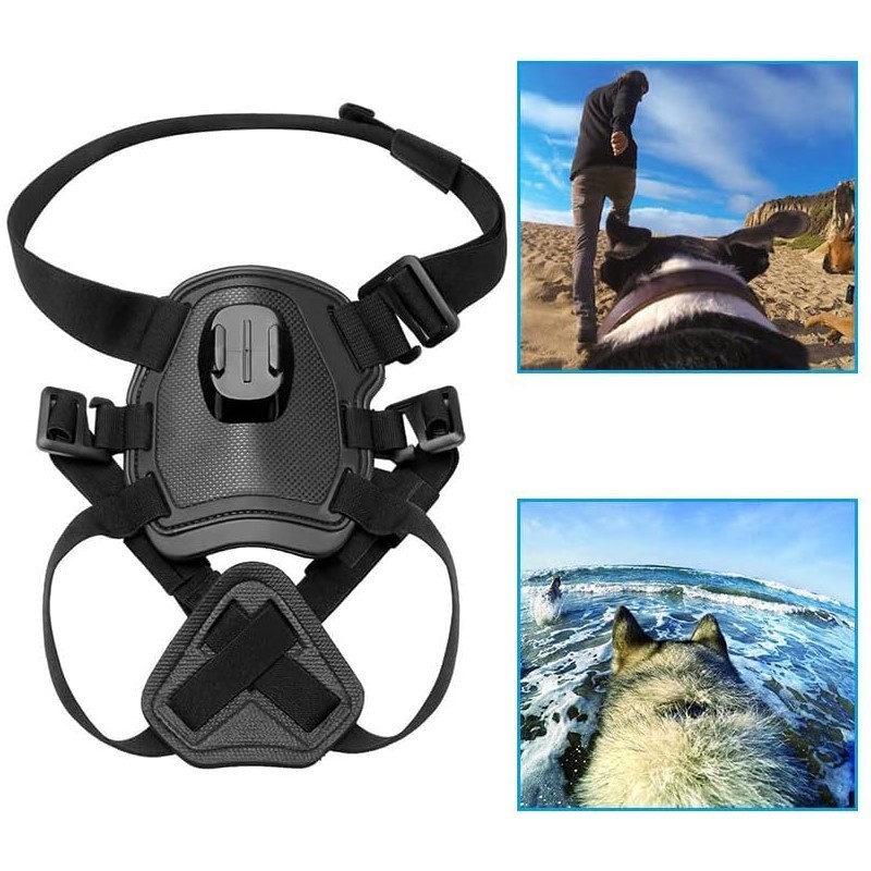 Ayarlanabilir köpek koşum dağı için Gopro Hero 13 12 11 10 DJI Insta360 aksesuarları küçük orta büyük köpekler göğüs ve arka koşum. 