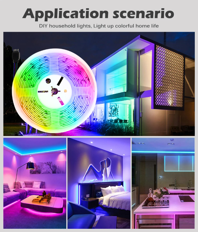 LED Light Strip 1-30Meter TV LED Backlight USB RGB 5050 Color Strip, Synchronized Color Changing LED String Lights, Remote App Control, Halloween Decorative Night Light, Suitable for Home, Bedroom, Christmas Party, Holidays Ceiling decoration. 