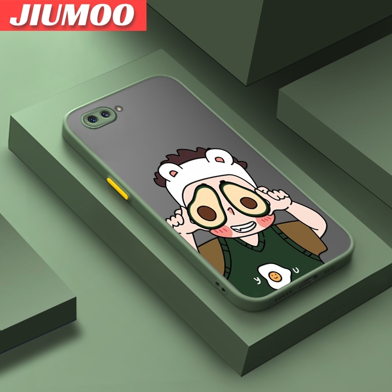 JIUMOO For OPPO A5 2018 OPPO A3s OPPO A12E Realme C1 Case Cartoon Cute Avocado Girl Thin Frosted Transparent Cover Lens Camera Protect Edge Full Cover Casing Hard Cases