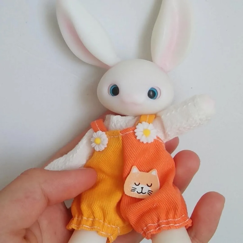 New 14.5cm Height 3D Printed Resin Rabbit Doll Pet Multi Joint Movable 1/12 Bjd Girl Dress Up Toy. 