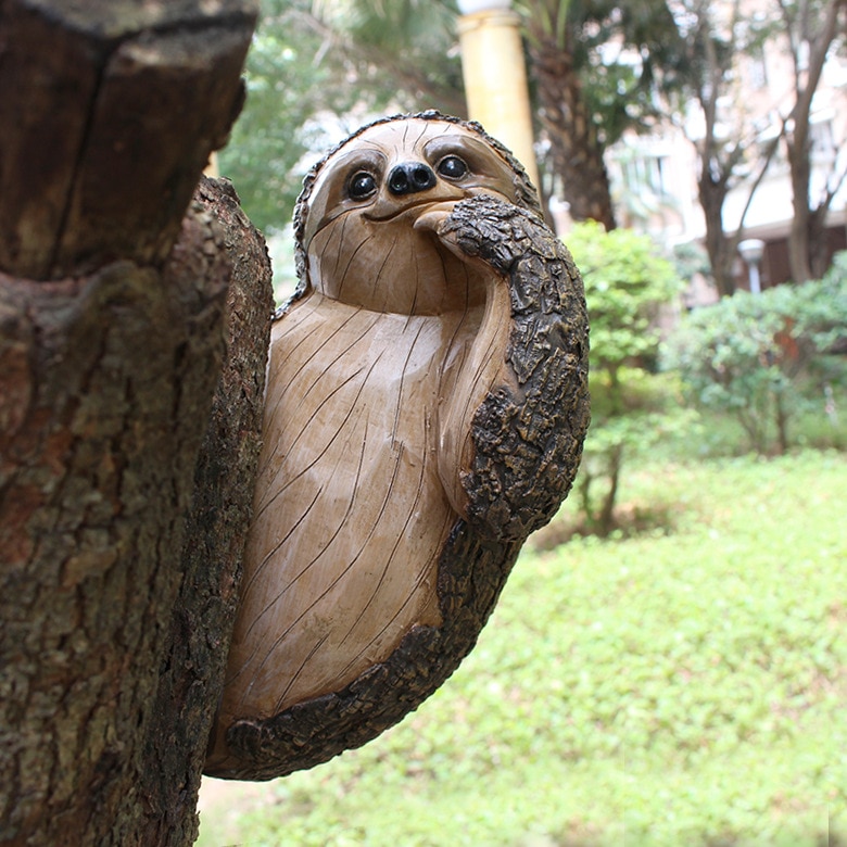 Realistic Tree Sloth Garden Statue Garden Ornaments Sloth Climbing Resin Tree Hugger And Peeker Animal For Yard Lawn Home Decor. 