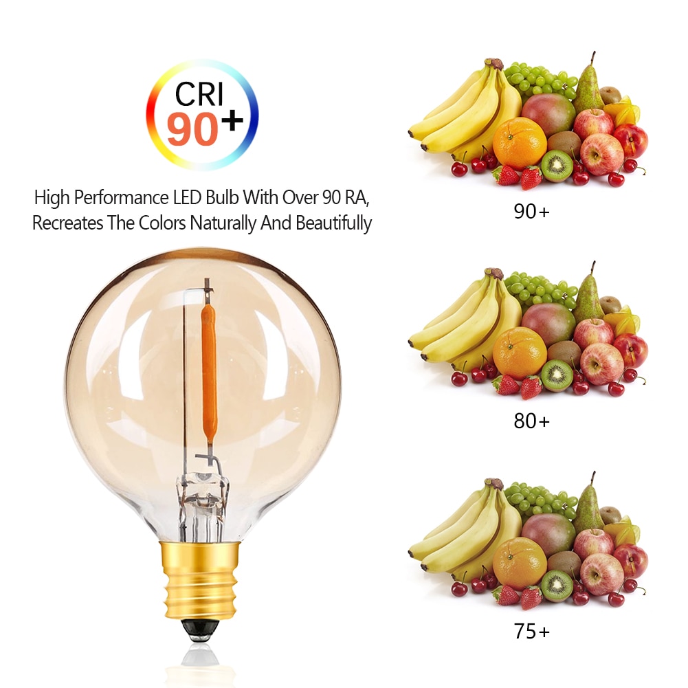 25PCS G40 1W LED String Lights Replacement Bulb E12 220V 110V Warm White 2200K LED Lamps Replace G40 5W 7W Incandescent Bulbs--Warm white 2200K--E12 110V-130V. 