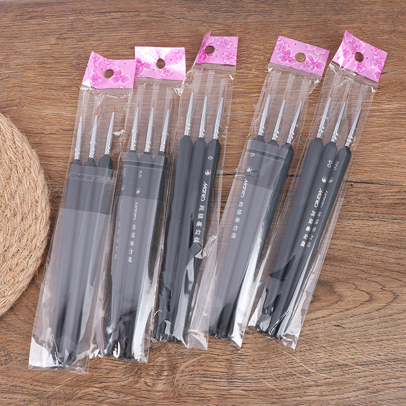 New 3Pc 0/ 00/ 000 Miniature paint wolf hair profeional paint bruh for art
