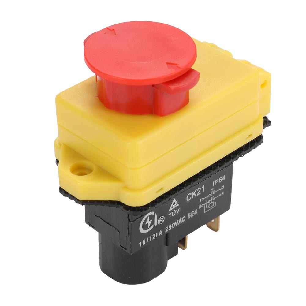 250V Universal CK21D/250V Safety Switch Emergency Stop Safe Cut Off Killer Waterproof and Dustproof Switches Electromagnetic Switch for Grinding Machine. 