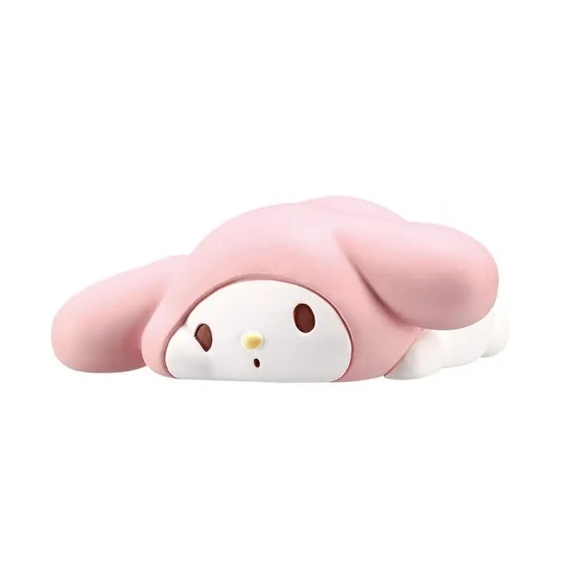 My Melody Figures Sanrio Hello Kitty Lie Down Action Figure Tuxedosam Pom Pom Purin Kawaii Mini Gifts Model Xmas Toy for Kids KEEMEEUYZO. 
