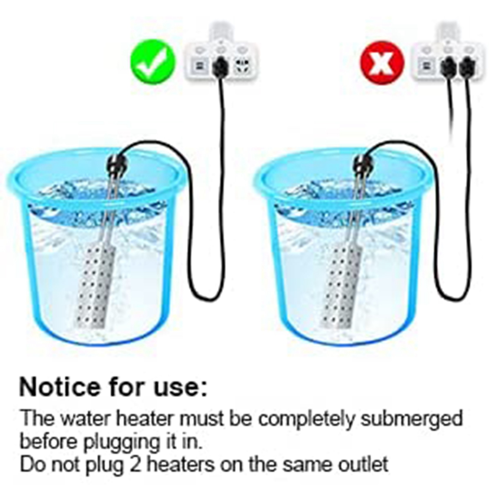 Immersion Water Heater 2500W Electric Bucket Heater with Timer Auto Shut Off Hot Tub Heater for Home Winter EU Plug. 