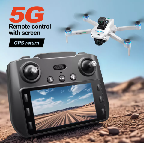Drone G.P.S 5G Screen Remote Control 4K Dual Camera 360° Obstacle Avoidance with Built-in 5 inch Remote Display ST. 