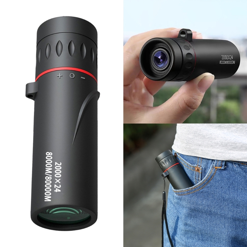 Zooming Monocular High Powered 2000x24 Monocular Telescope Hand Held Monocular Telescope with Phone Holder Bird Watching